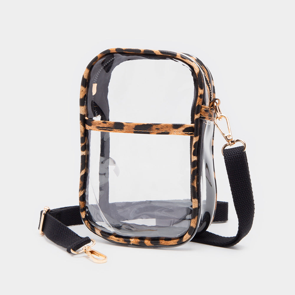 Madeline Love Leopard Leopard Patterned Faux Leather Transparent Rectangle Crossbody Bag - Bags & Wallets