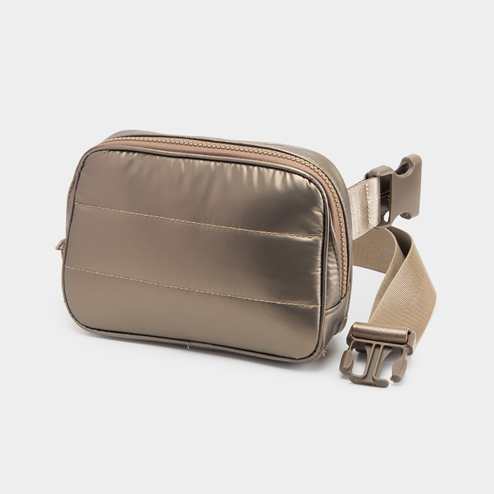 Madeline Love Bronze Puffer Rectangle Sling Bag / Fanny Pack / Belt Bag - Bags & Wallets