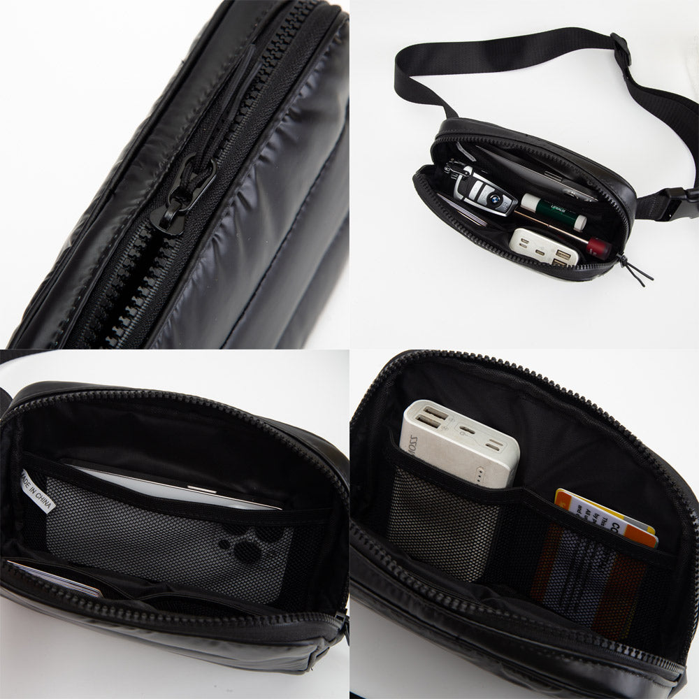 Madeline Love Silver Puffer Rectangle Sling Bag / Fanny Pack / Belt Bag - Bags & Wallets - extra