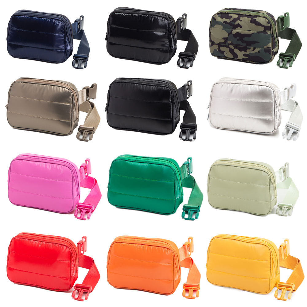 Madeline Love Silver Puffer Rectangle Sling Bag / Fanny Pack / Belt Bag - Bags & Wallets - extra