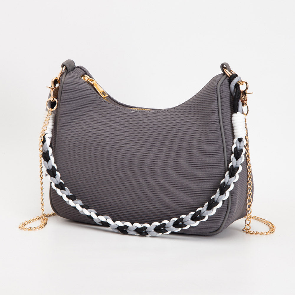 Madeline Love Gray Fabric Hobo Bag / Crossbody Bag - Bags & Wallets