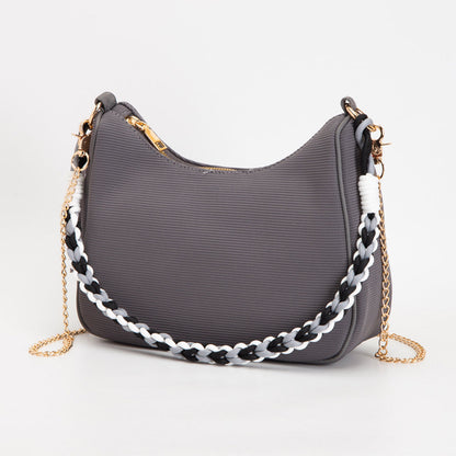 Madeline Love Gray Fabric Hobo Bag / Crossbody Bag - Bags & Wallets