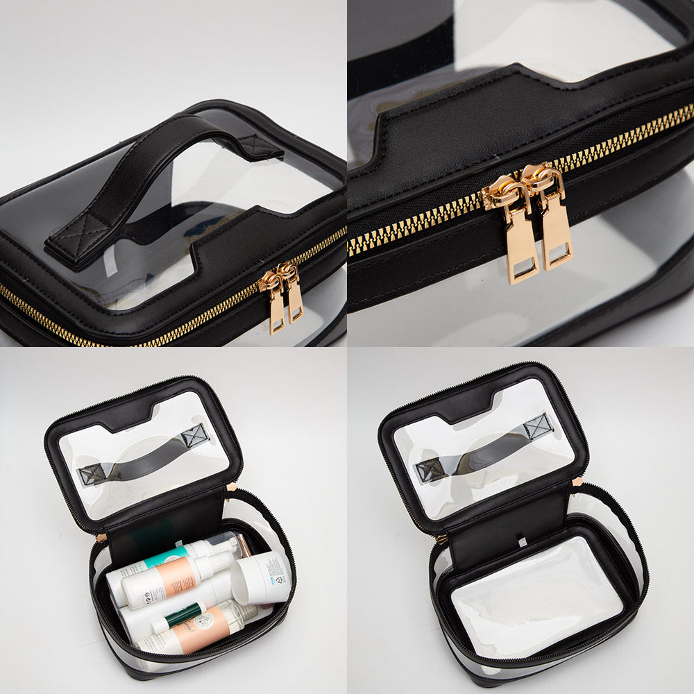 Madeline Love Beige, Clear Transparent Portable Makeup Bag / Travel Bag - Beauty & Cosmetics - extra