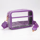 Madeline Love Clear, Purple Bling Studded Faux Leather Transparent Rectangle Crossbody Bag - Bags & Wallets