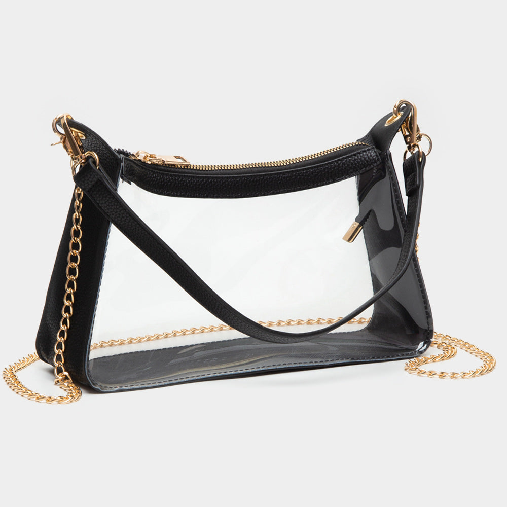 Madeline Love Black, Clear Transparent Hand Bag / Baguette Bag / Crossbody Bag - Bags & Wallets - desc