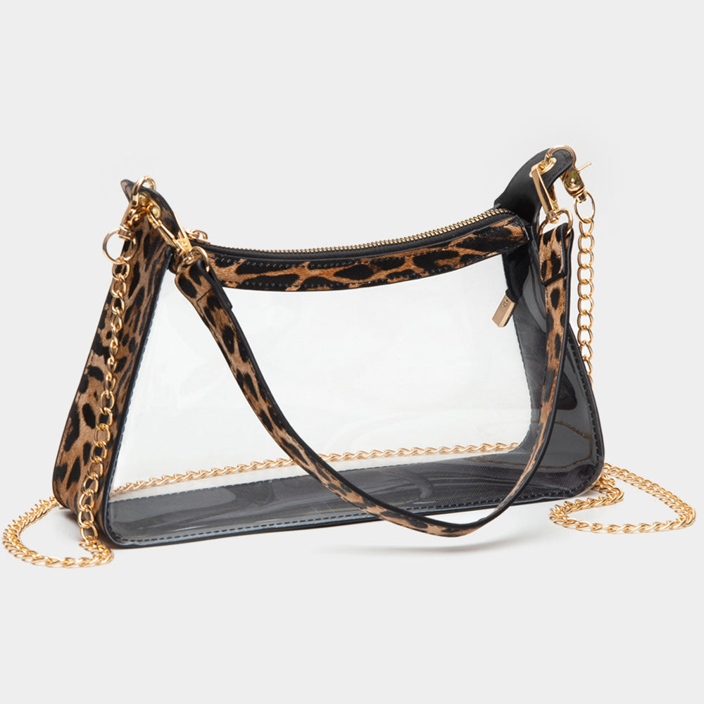 Madeline Love Clear, Leopard Transparent Hand Bag / Baguette Bag / Crossbody Bag - Bags & Wallets