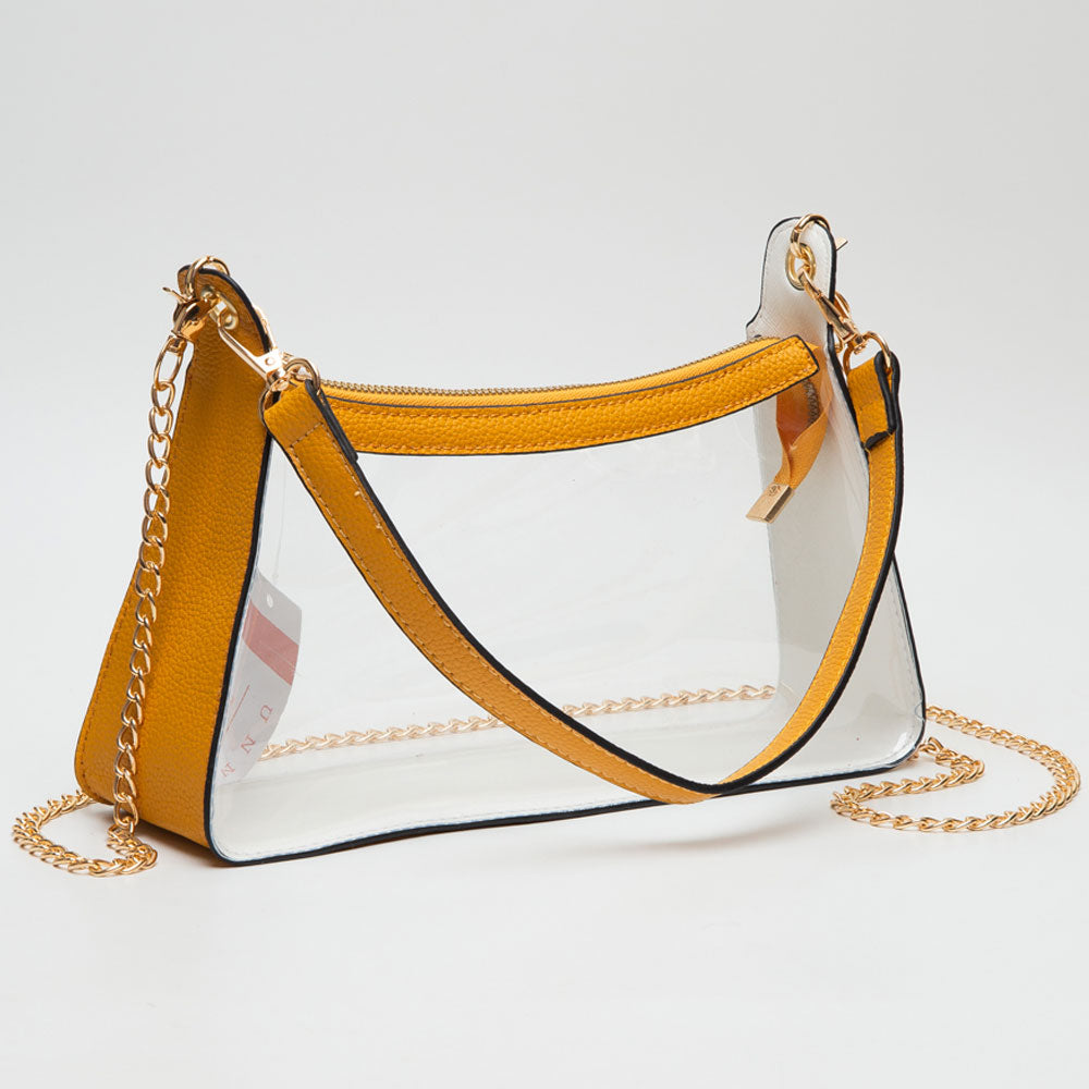 Madeline Love Clear, Mustard Transparent Hand Bag / Baguette Bag / Crossbody Bag - Bags & Wallets