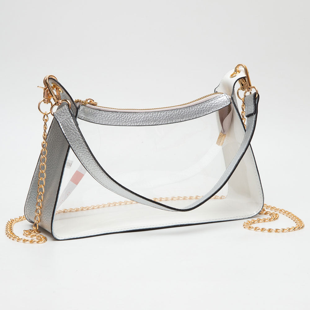 Madeline Love Clear, Silver Transparent Hand Bag / Baguette Bag / Crossbody Bag - Bags & Wallets