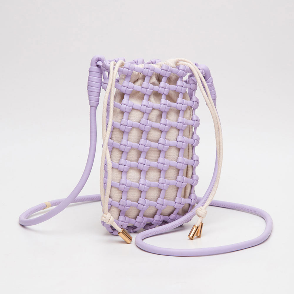 Madeline Love Purple Faux Leather Mini Woven Crossbody Bag - Bags & Wallets