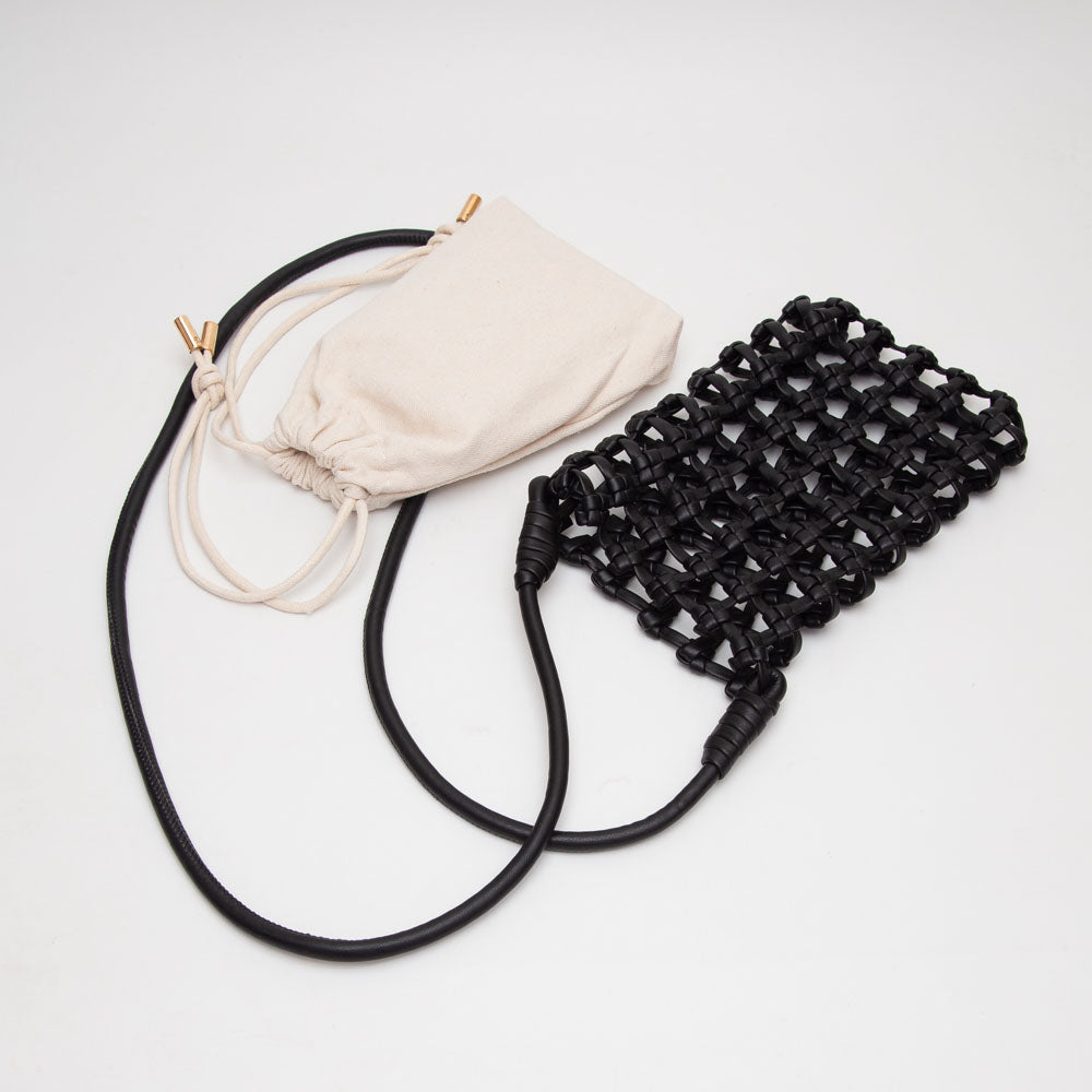 Madeline Love Mustard Faux Leather Mini Woven Crossbody Bag - Bags & Wallets - extra