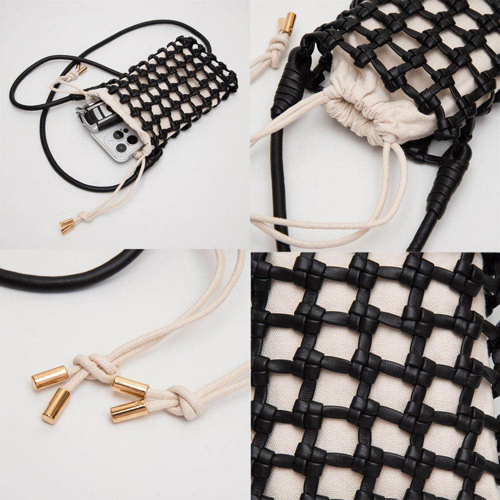 Madeline Love Mustard Faux Leather Mini Woven Crossbody Bag - Bags & Wallets - extra
