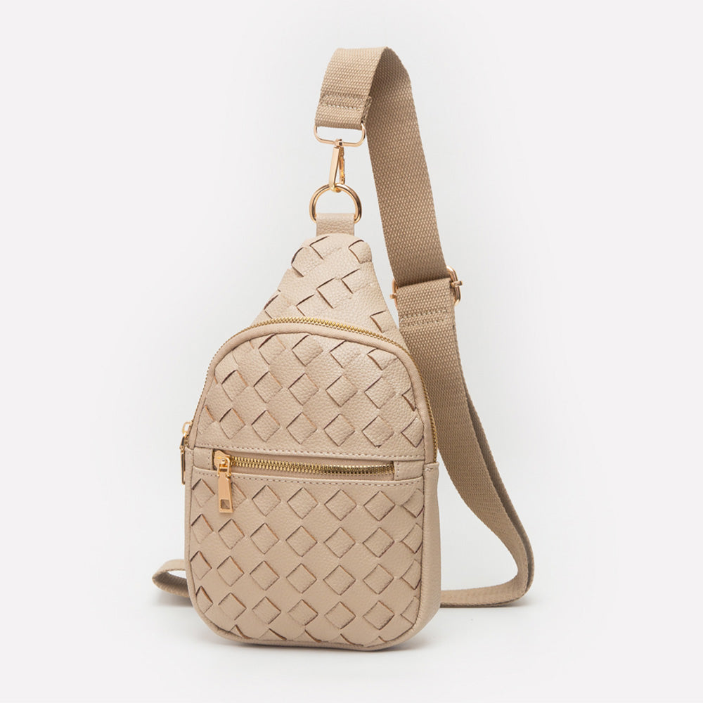 Madeline Love Beige Faux Braided Leather Sling Bag - Bags & Wallets