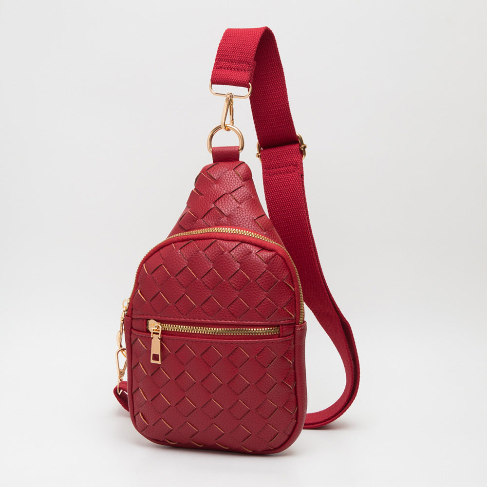 Madeline Love Burgundy Faux Braided Leather Sling Bag - Bags & Wallets