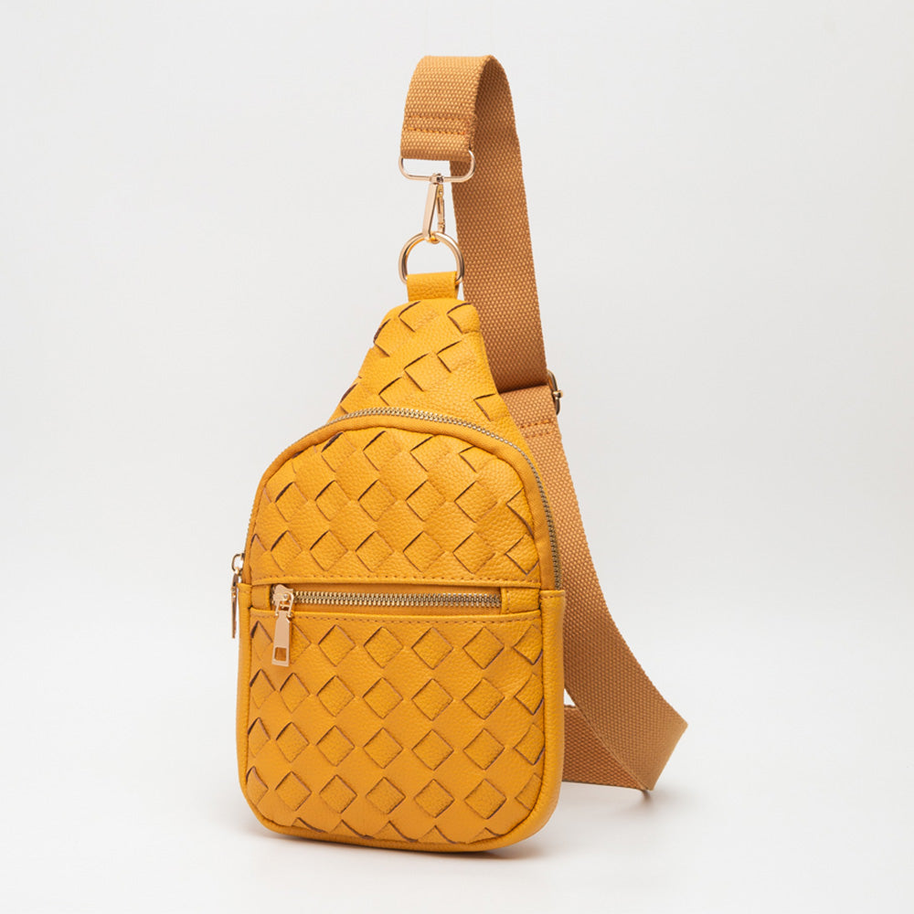 Madeline Love Mustard Faux Braided Leather Sling Bag - Bags & Wallets