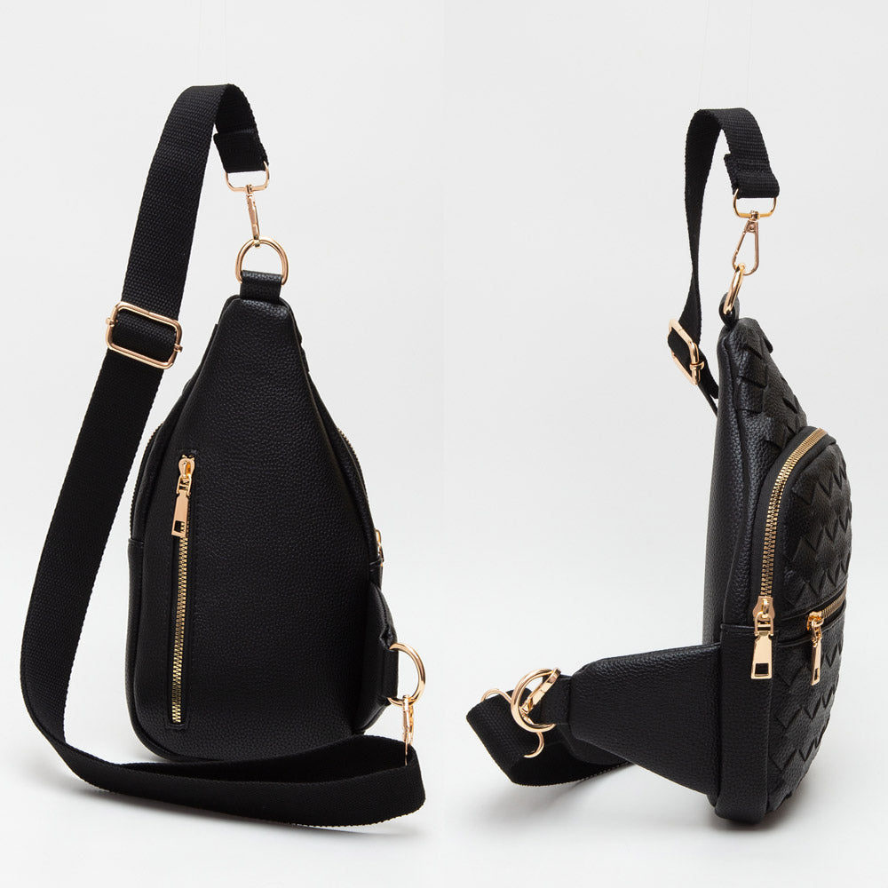 Madeline Love Mustard Faux Braided Leather Sling Bag - Bags & Wallets - desc