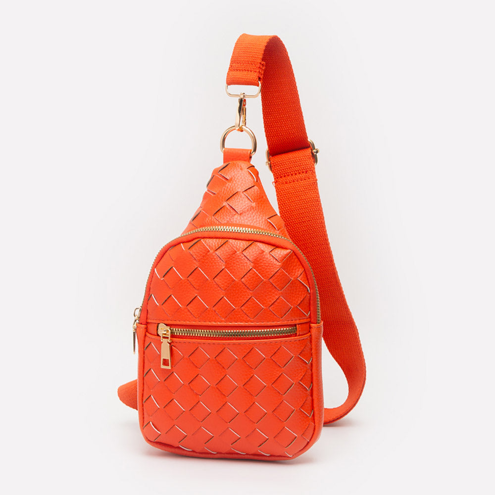 Madeline Love Orange Faux Braided Leather Sling Bag - Bags & Wallets