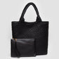 Madeline Love Gray Faux Leather Braided Top Handle Tote Bag with Pouch - Bags & Wallets - desc