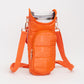 Madeline Love Orange Shiny Quilted Puffer Tumbler Carrier Holder Crossbody Bag - Bags & Wallets