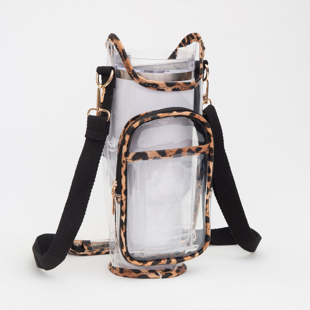 Madeline Love Clear, Leopard Transparent Tumbler Carrier Holder Crossbody Bag - Bags & Wallets