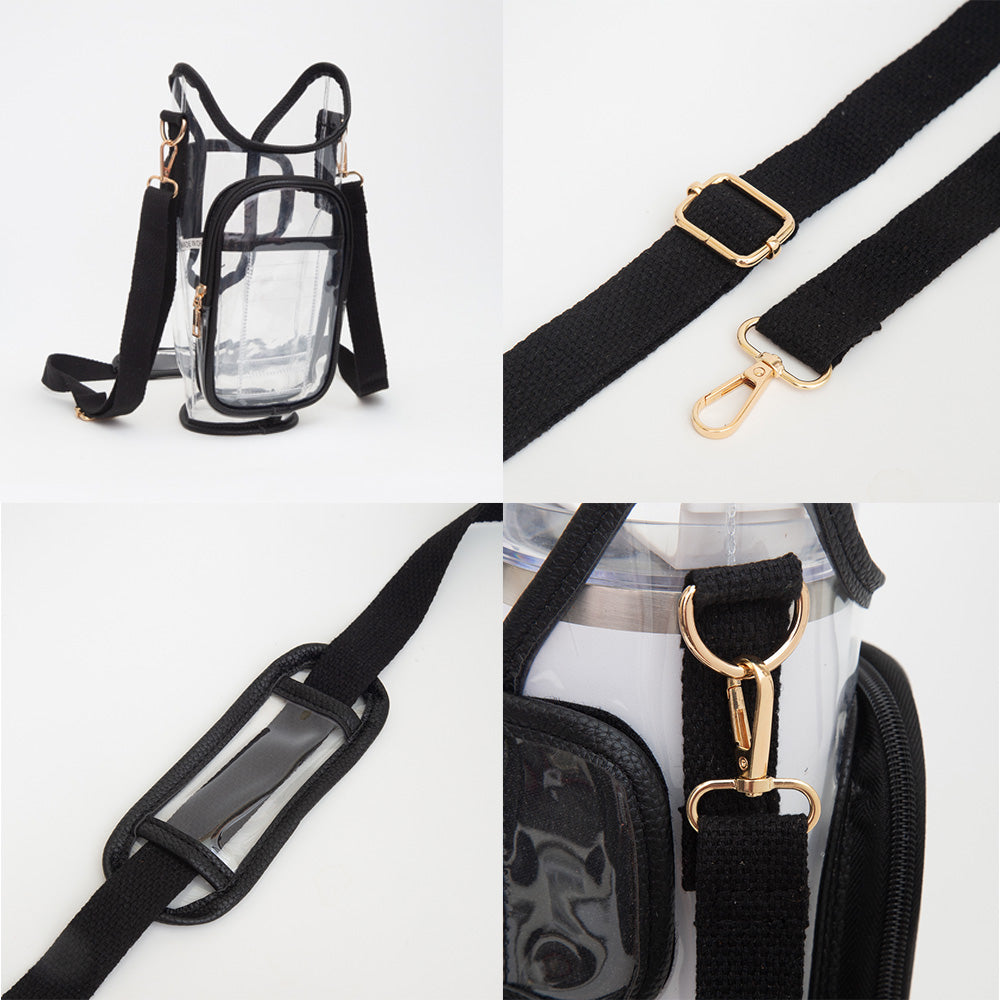 Madeline Love Clear, Purple Transparent Tumbler Carrier Holder Crossbody Bag - Bags & Wallets - extra