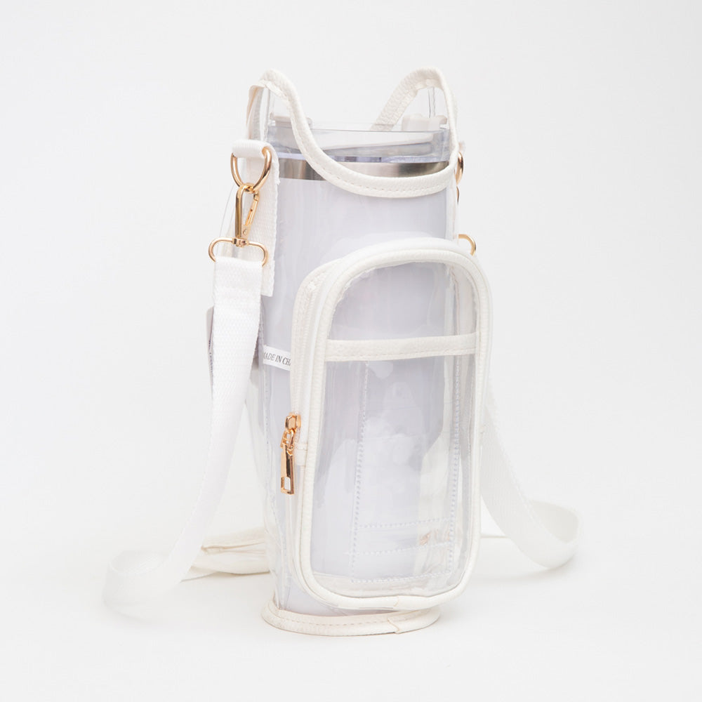 Madeline Love Clear, White Transparent Tumbler Carrier Holder Crossbody Bag - Bags & Wallets