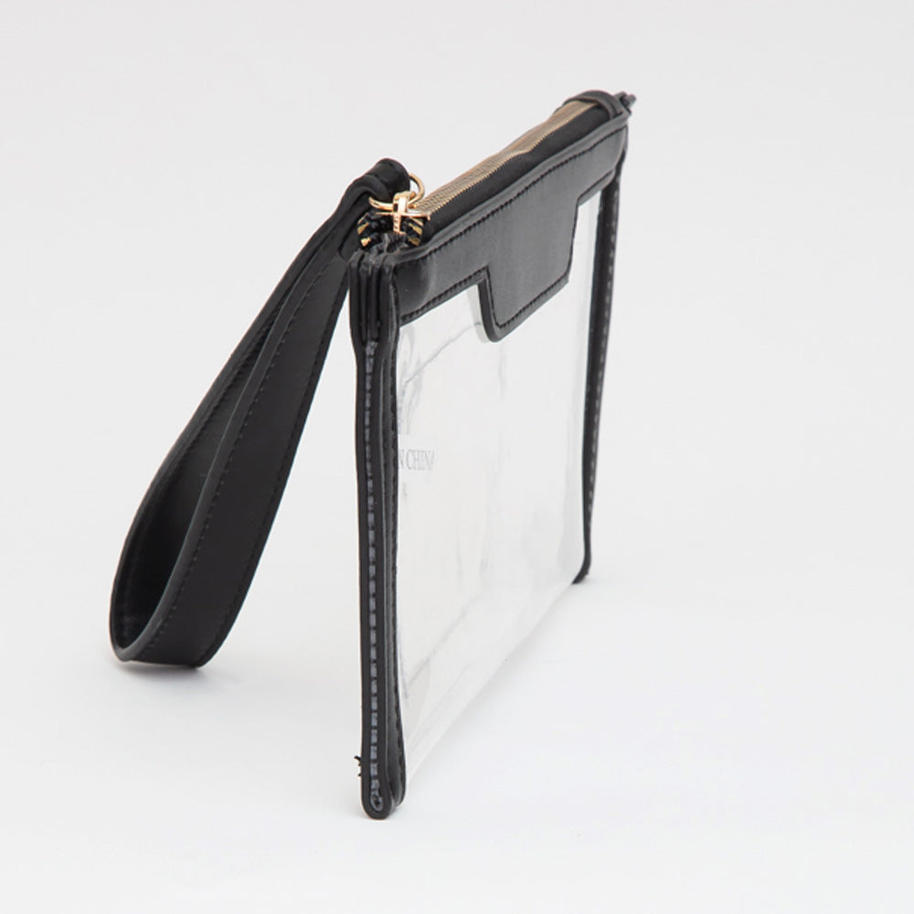 Madeline Love Clear, Silver Transparent Flap Wristlet Pouch / Clutch Bag - Bags & Wallets - desc