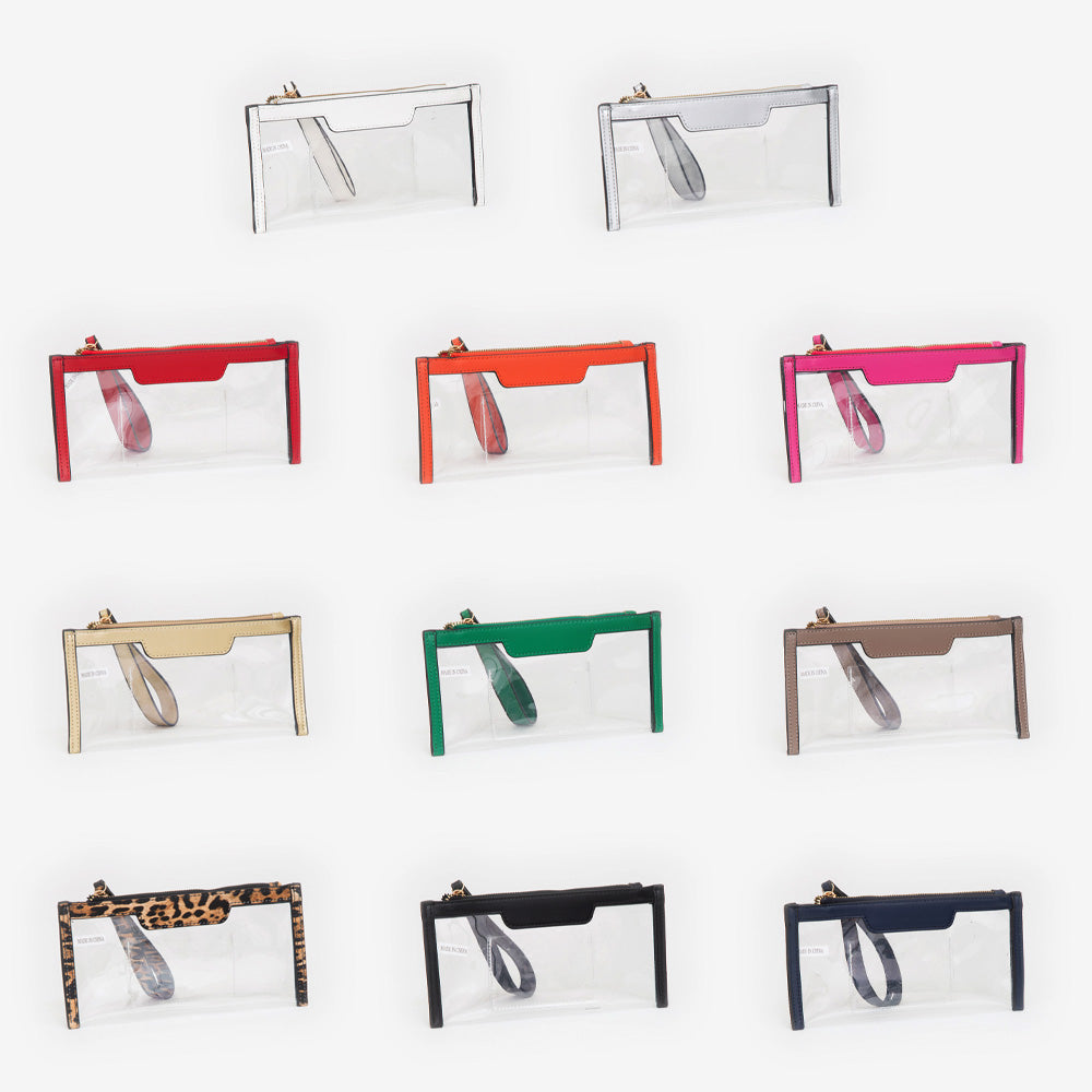 Madeline Love Clear, Silver Transparent Flap Wristlet Pouch / Clutch Bag - Bags & Wallets - extra