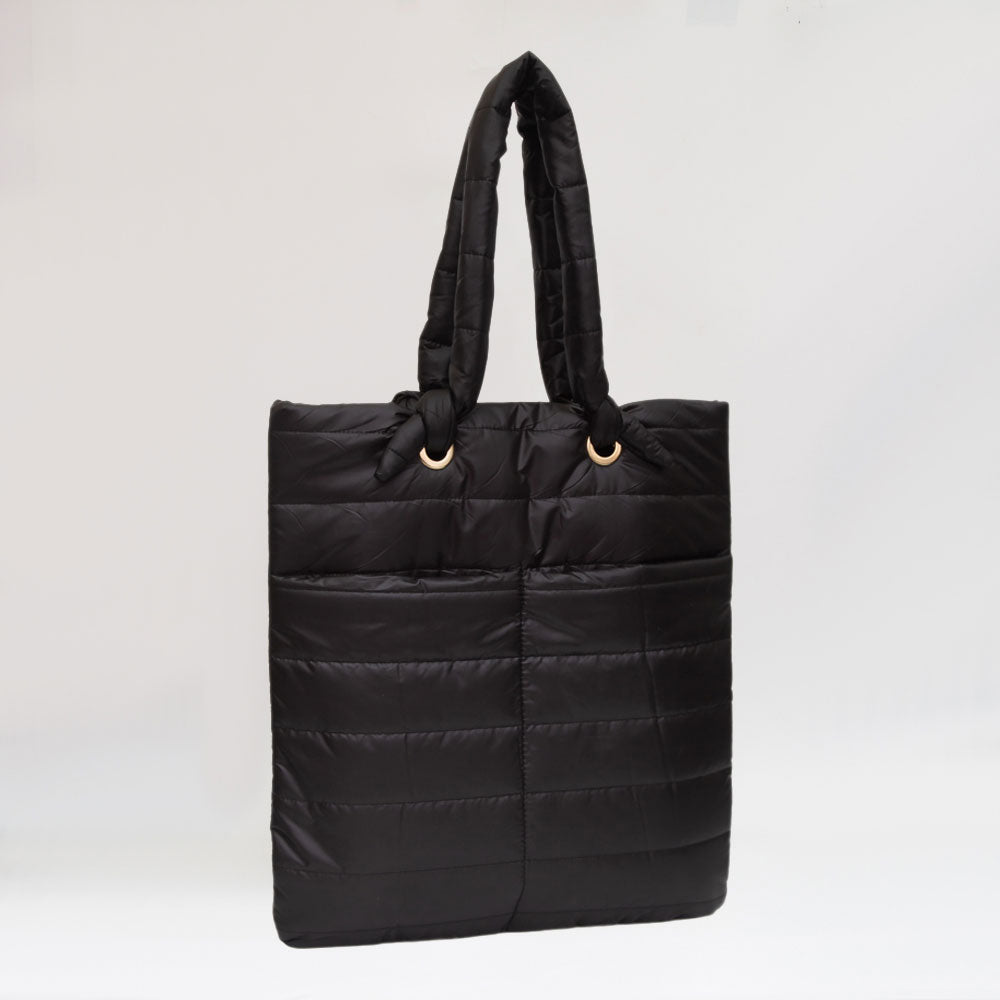 Madeline Love Black Soft Padded Quilted Tote Bag - Bags & Wallets