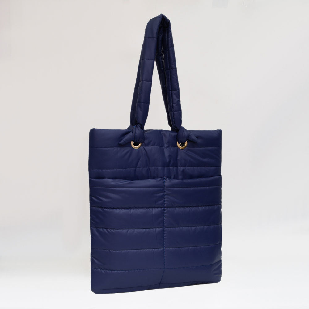 Madeline Love Navy Soft Padded Quilted Tote Bag - Bags & Wallets - desc