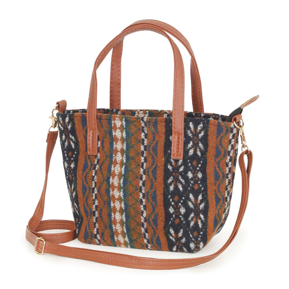 Madeline Love Brown Ethnic Patterned Tote / Crossbody Bag - Bags & Wallets - desc