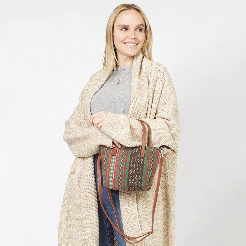 Madeline Love Green Ethnic Patterned Tote / Crossbody Bag - Bags & Wallets