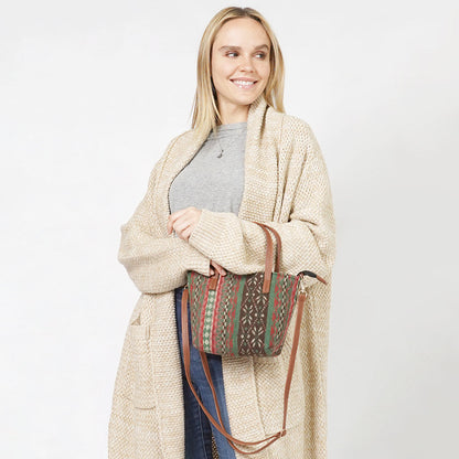 Madeline Love Green Ethnic Patterned Tote / Crossbody Bag - Bags & Wallets