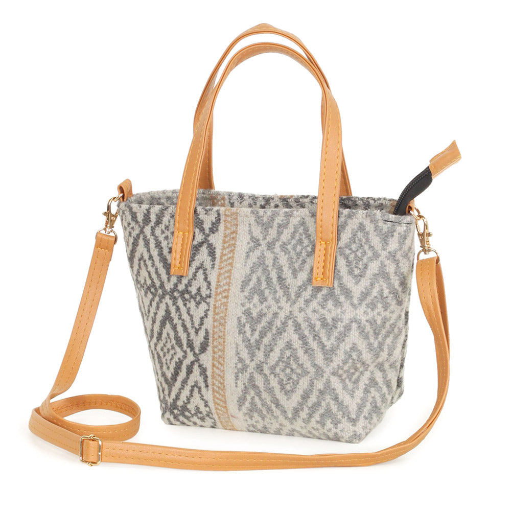 Madeline Love Gray Ethnic Patterned Tote / Crossbody Bag - Bags & Wallets - desc