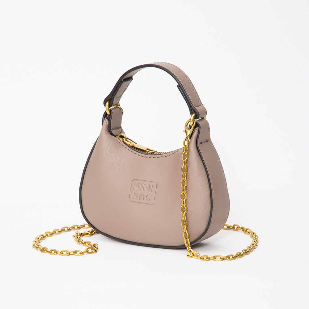 Madeline Love Taupe Faux Leather Mini Hobo Handbag / Crossbody Bag - Bags & Wallets
