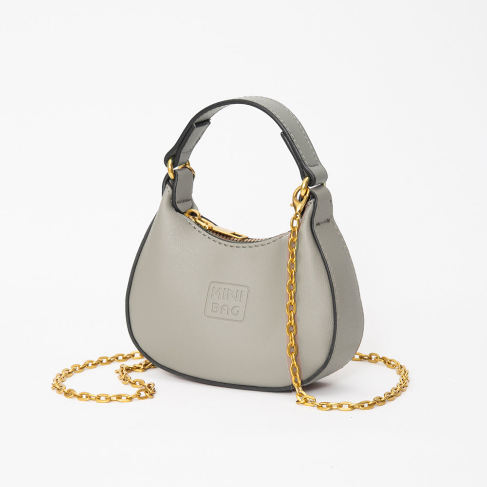 Madeline Love Gray Faux Leather Mini Hobo Handbag / Crossbody Bag - Bags & Wallets