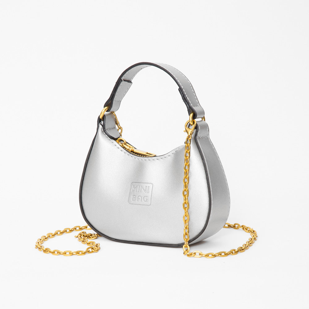 Madeline Love Silver Faux Leather Mini Hobo Handbag / Crossbody Bag - Bags & Wallets