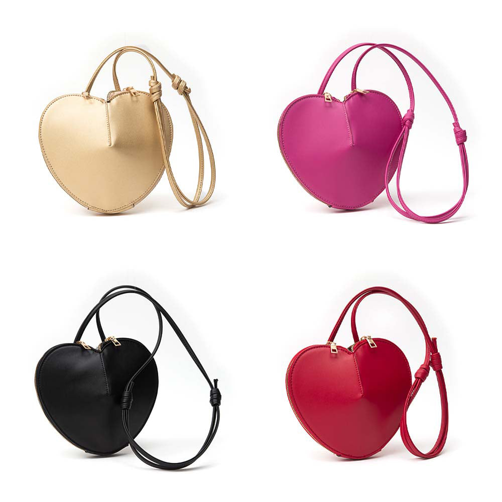 Madeline Love Red Faux Leather Heart Shaped Crossbody Bag - Bags & Wallets - desc