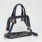 Madeline Love Clear, Navy Faux Leather Trim Transparent Structured Top Handle Handbag / Crossbody Bag - Bags & Wallets