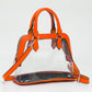 Madeline Love Clear, Orange Faux Leather Trim Transparent Structured Top Handle Handbag / Crossbody Bag - Bags & Wallets