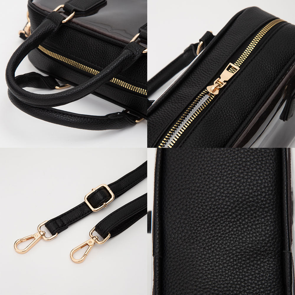 Madeline Love Clear, Navy Transparent Structured Top Handle Handbag / Crossbody Bag - Bags & Wallets - extra