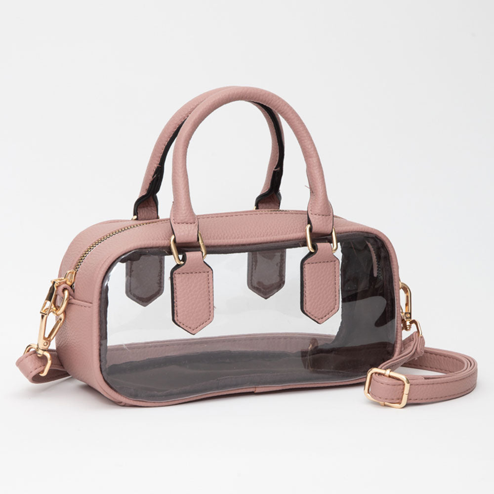 Madeline Love Clear, Pink Transparent Structured Top Handle Handbag / Crossbody Bag - Bags & Wallets