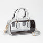 Madeline Love Clear, Silver Transparent Structured Top Handle Handbag / Crossbody Bag - Bags & Wallets