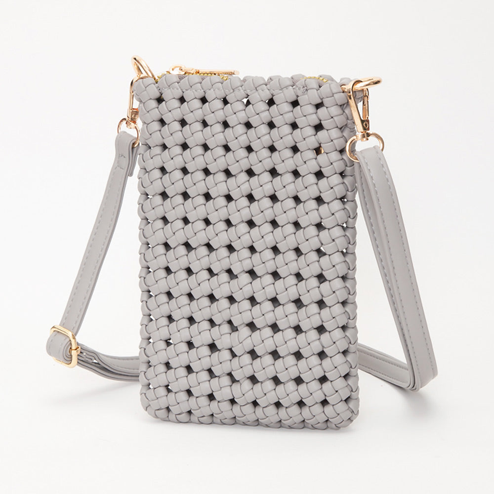 Madeline Love Gray Faux Leather Woven Small Crossbody Bag - Bags & Wallets