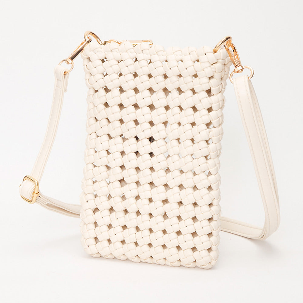 Madeline Love Ivory Faux Leather Woven Small Crossbody Bag - Bags & Wallets