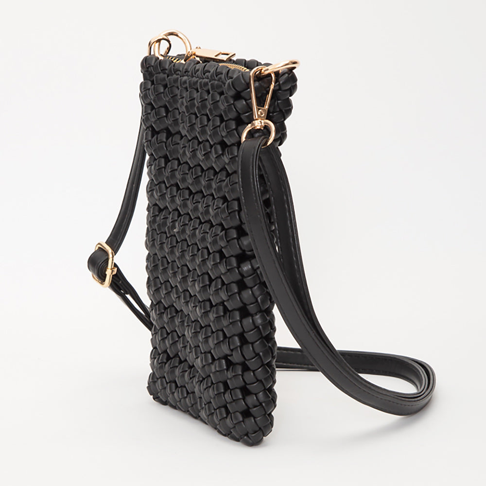 Madeline Love Ivory Faux Leather Woven Small Crossbody Bag - Bags & Wallets - extra