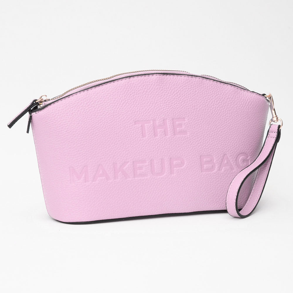 Madeline Love Light, Pink Faux Leather THE MAKE UP BAG Message Pouch Bag Beauty Organizer Bag - Beauty & Cosmetics