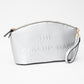 Madeline Love Silver Faux Leather THE MAKE UP BAG Message Pouch Bag Beauty Organizer Bag - Beauty & Cosmetics