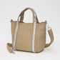 Madeline Love Neutral Rhinestone Embellished Strap Accent Mini Canvas Tote Bag / Crossbody Bag - Bags & Wallets