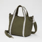 Madeline Love Olive Green Rhinestone Embellished Strap Accent Mini Canvas Tote Bag / Crossbody Bag - Bags & Wallets