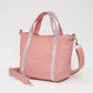 Madeline Love Pink Rhinestone Embellished Strap Accent Mini Canvas Tote Bag / Crossbody Bag - Bags & Wallets